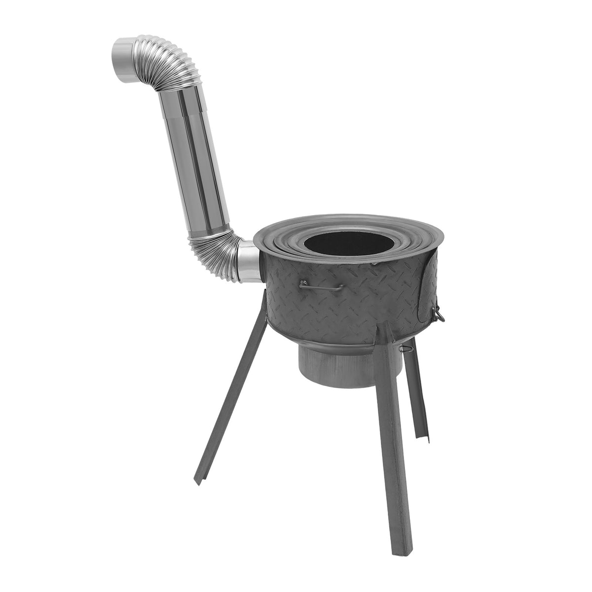 Portable Camping Wood Stove with Wok Rings, Stable Steel Support