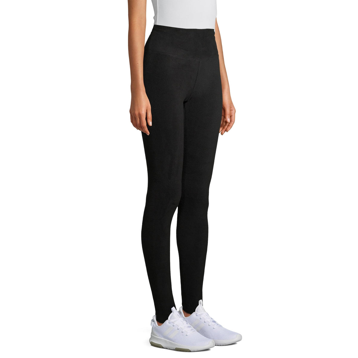 Women's Thermal Fleece Leggings High Waist Stretch Base Layer Black Medium