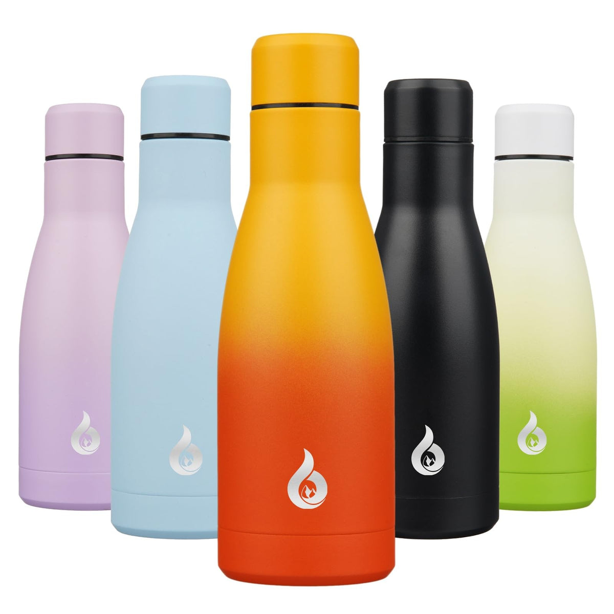 12oz Insulated Stainless Steel Water Bottle - Reusable Thermal Flask - Sunset Orange