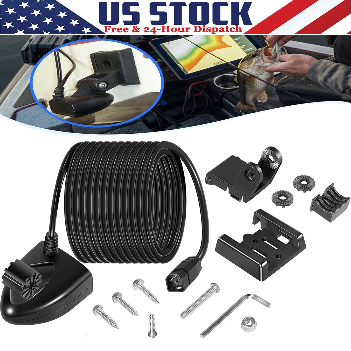 Marine Fish Finder Transducer for Humminbird Helix 5-12 with Temp Sensor