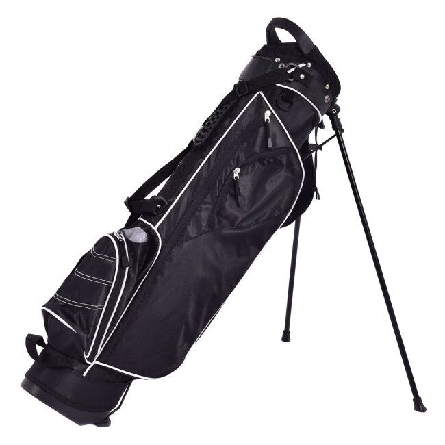 Golf Stand Cart Bag with 4-Way Divider & Multiple Pockets - Lightweight Black