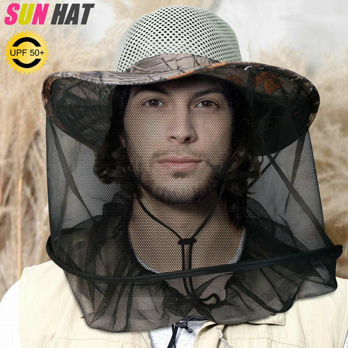 Mosquito Head Net Hat with Mesh Protection for Hiking Fishing Outdoor
