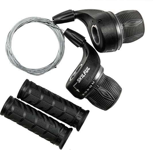 18 Speed Bicycle Twist Shifter Set with Handlebar Grips for Mountain & Commuter Bikes