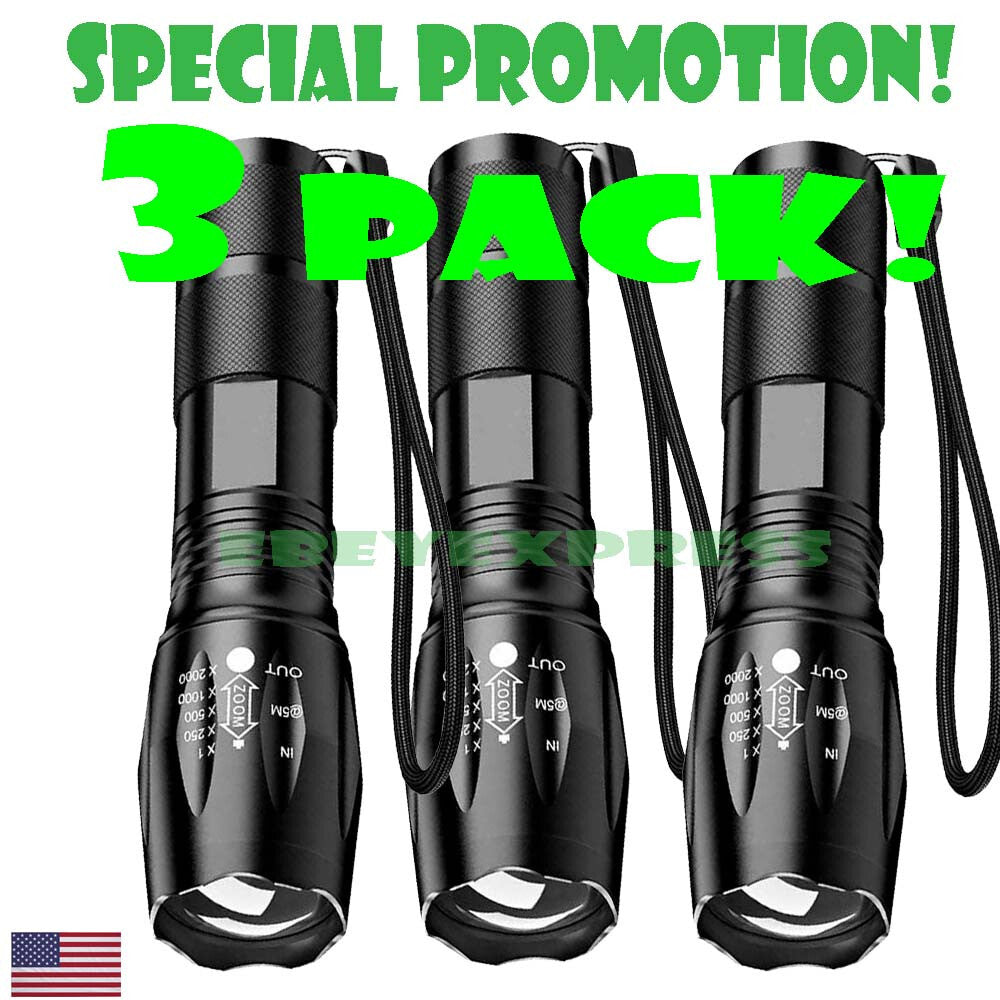 Military-Grade 2000 Lumen LED Tactical Flashlight with Zoom Modes & SOS