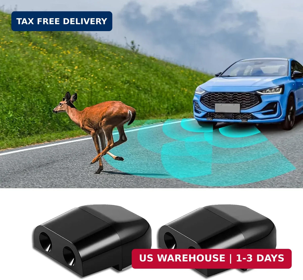 2PCS Ultrasonic Deer Warning Whistles for Vehicle Safety - Animal Alert Devices