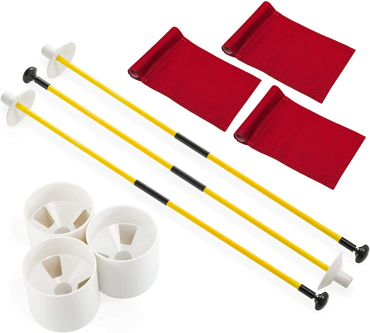 Golf Flagstick Set of 3 with Flags and Cups for Backyard or Course Use
