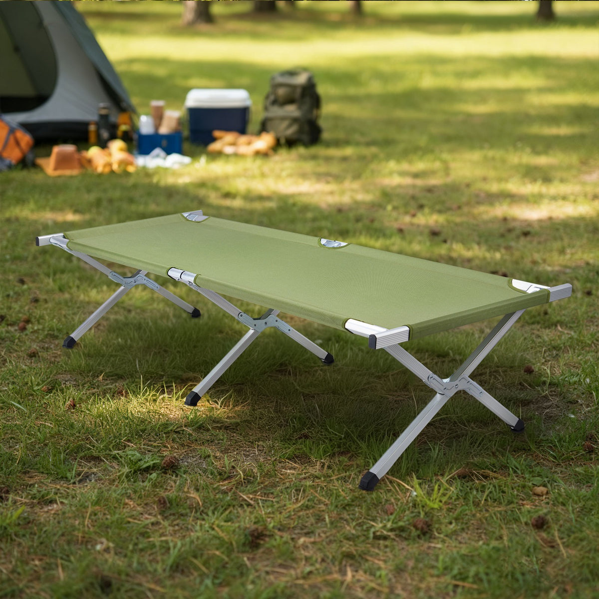 Portable Folding Camping Cot with Carrying Bag - Military Outdoor Bed