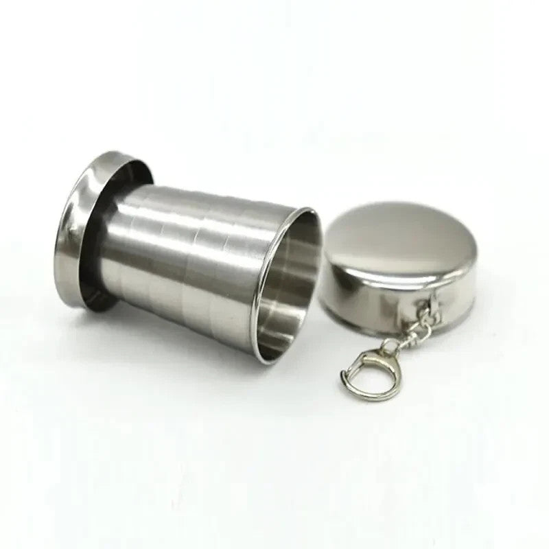 Stainless Steel Portable Outdoor Collapsible Camping Cup - Folding Travel Mug