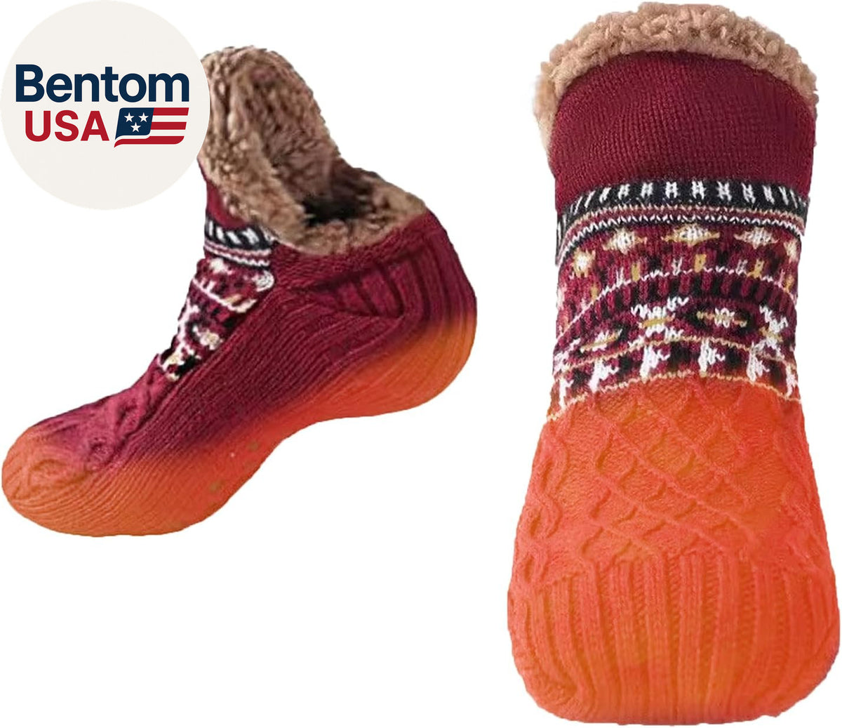 USB Heated Fleece Socks - Thermal Winter Slippers with Anti-Slip Soles