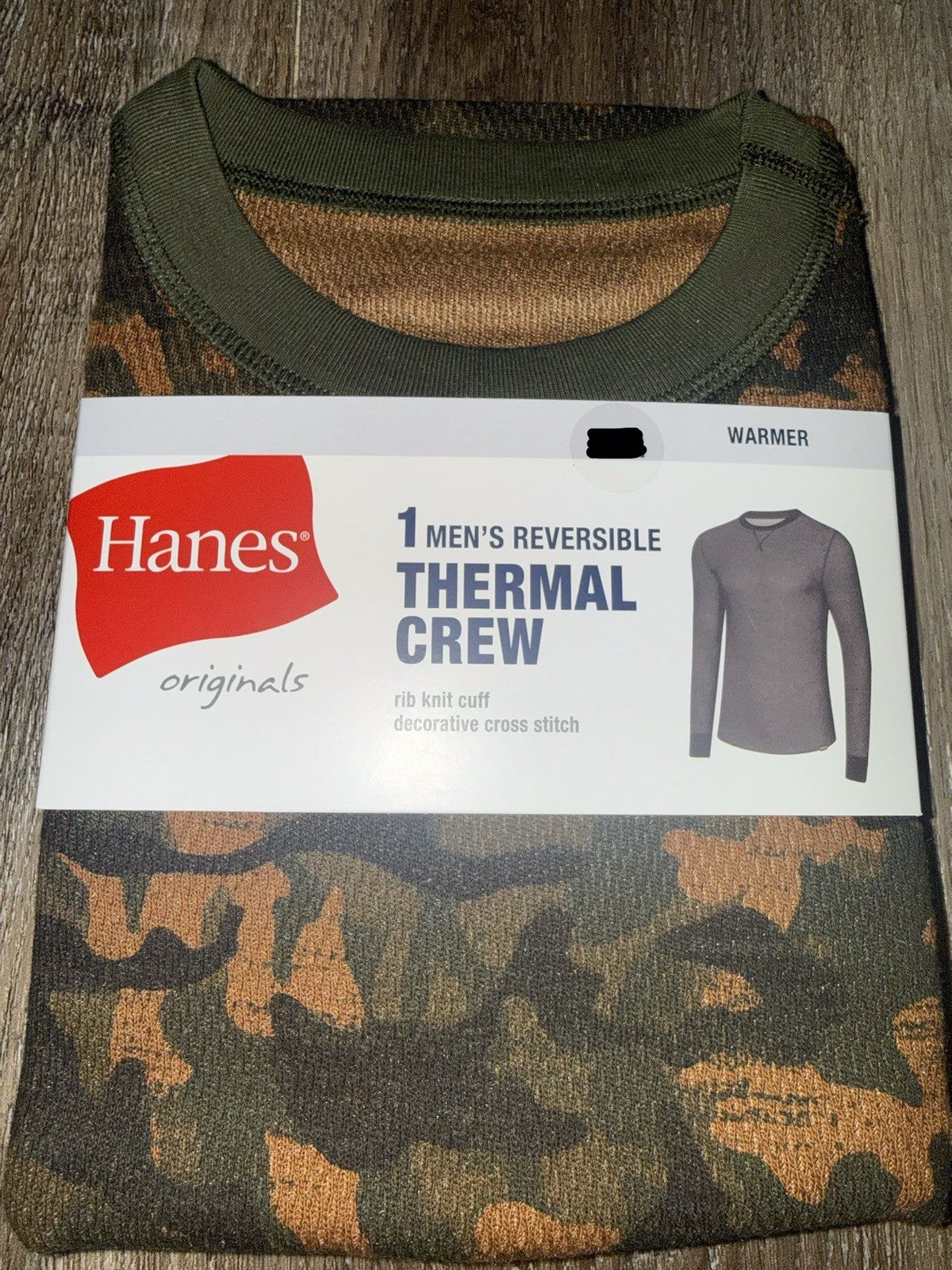 Men's Thermal Waffle Base Layer Top Shirt - Camouflage Reversible Long Sleeve