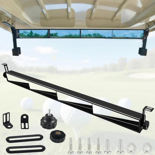 Golf Cart Rear View Mirror 4-Panel Wide Angle Adjustable Universal Fit