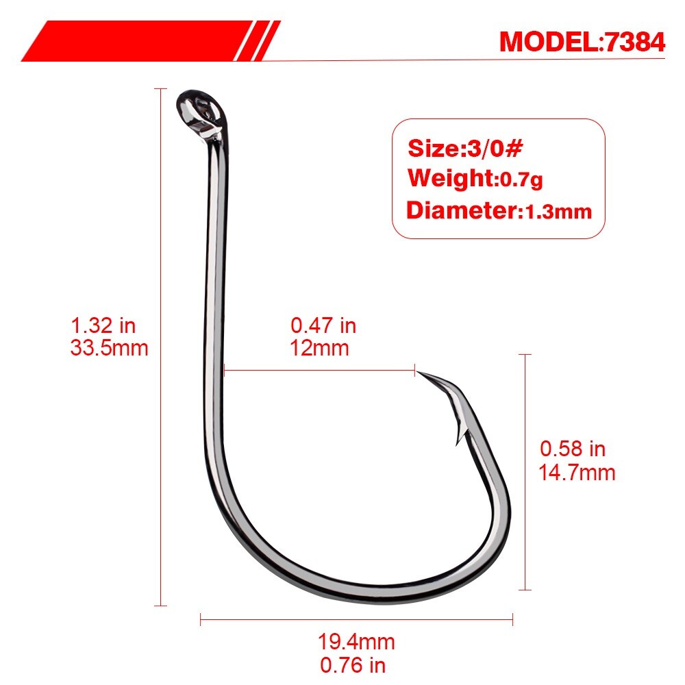 High Carbon Steel Octopus Circle Fishing Hooks - Multiple Sizes & Quantities