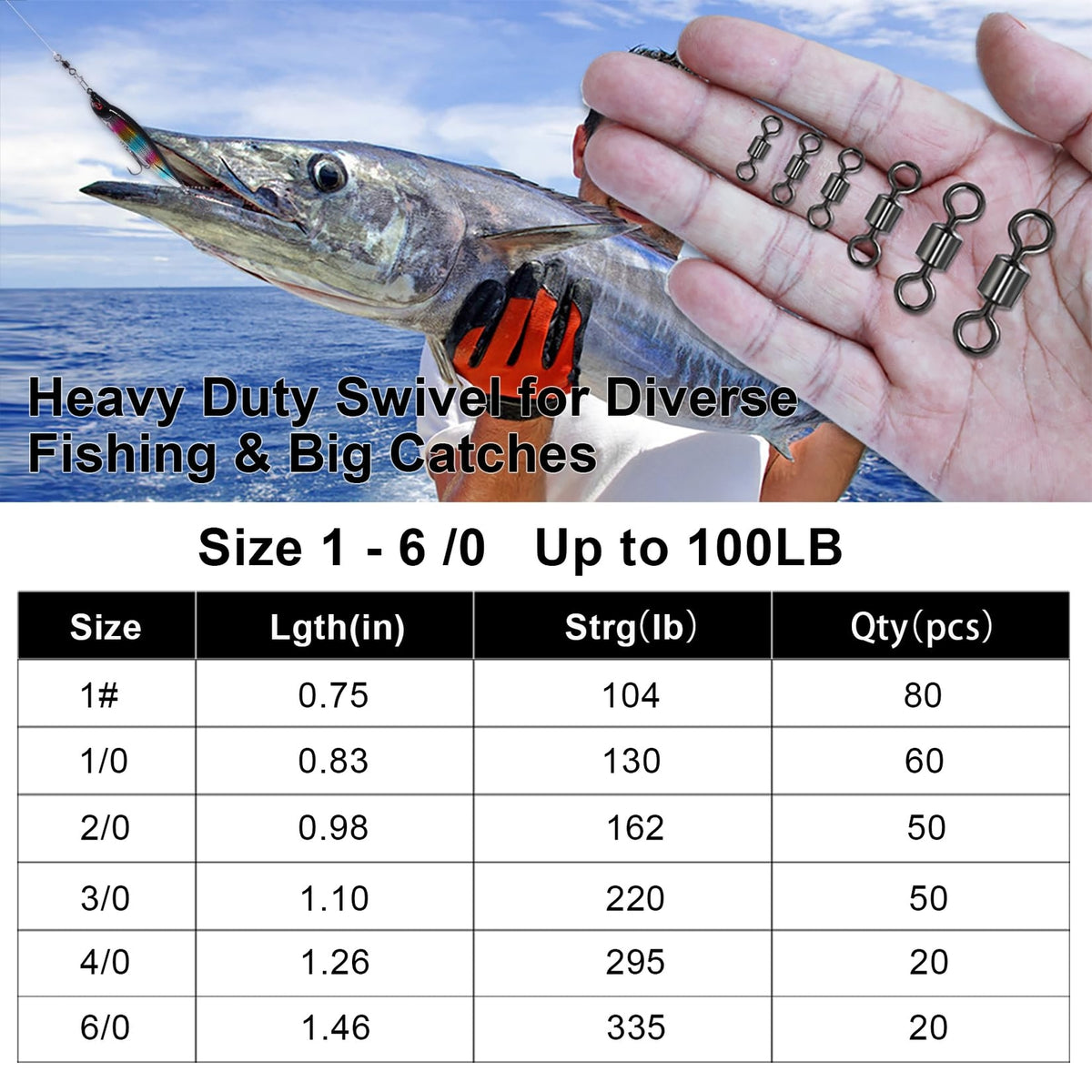 Fishing Barrel Swivels Set - Stainless Steel Line Connectors for Freshwater & Saltwater
