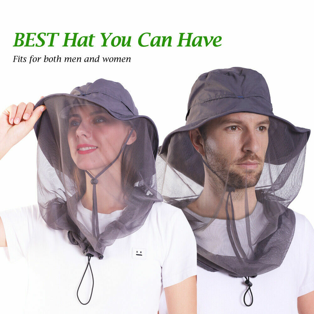 Mosquito Head Net Hat for Outdoor Sun and Insect Protection - Lightweight Mesh Face Cover