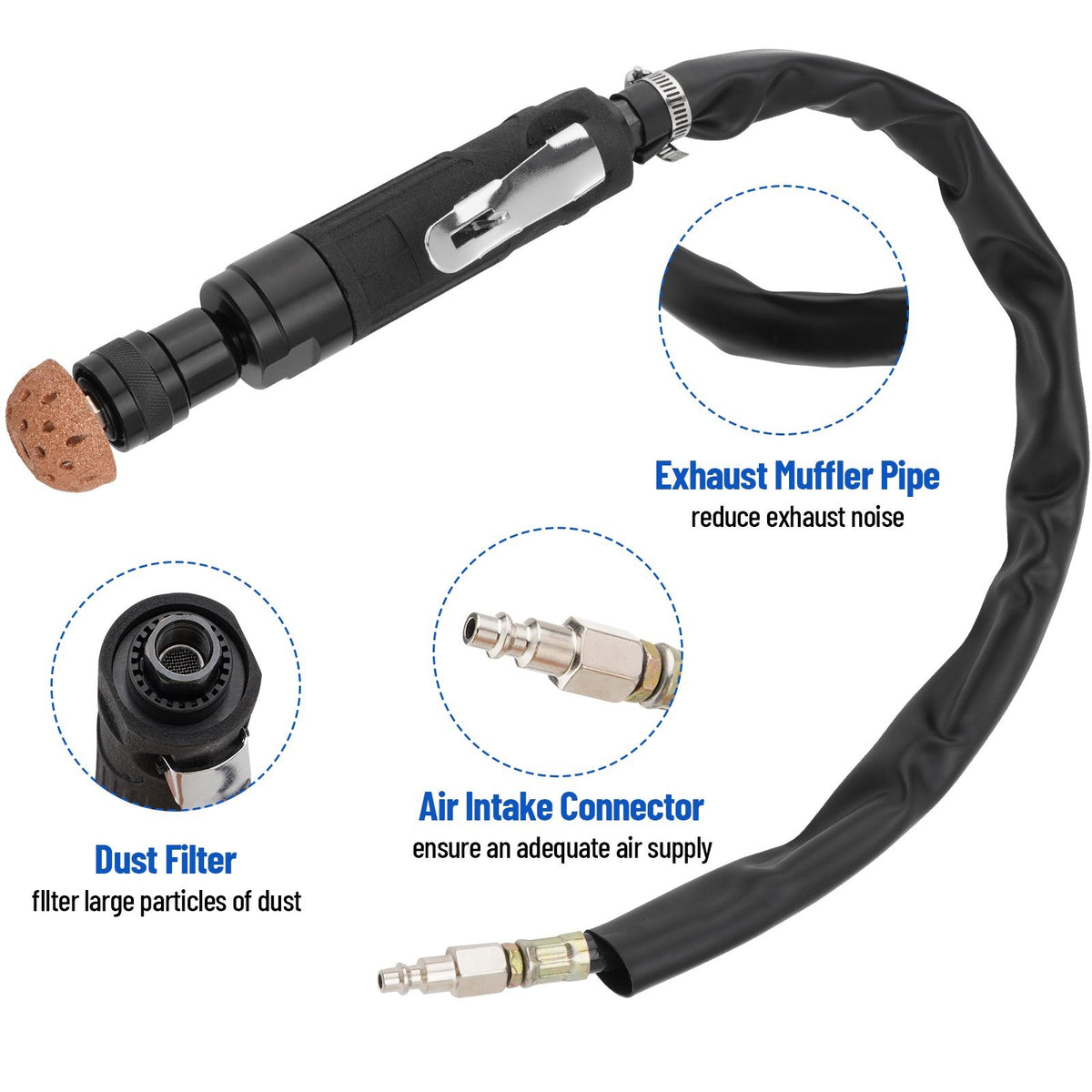 Air Tire Repair Buffer Kit with Polish Patch Tools 2500rpm Low Speed