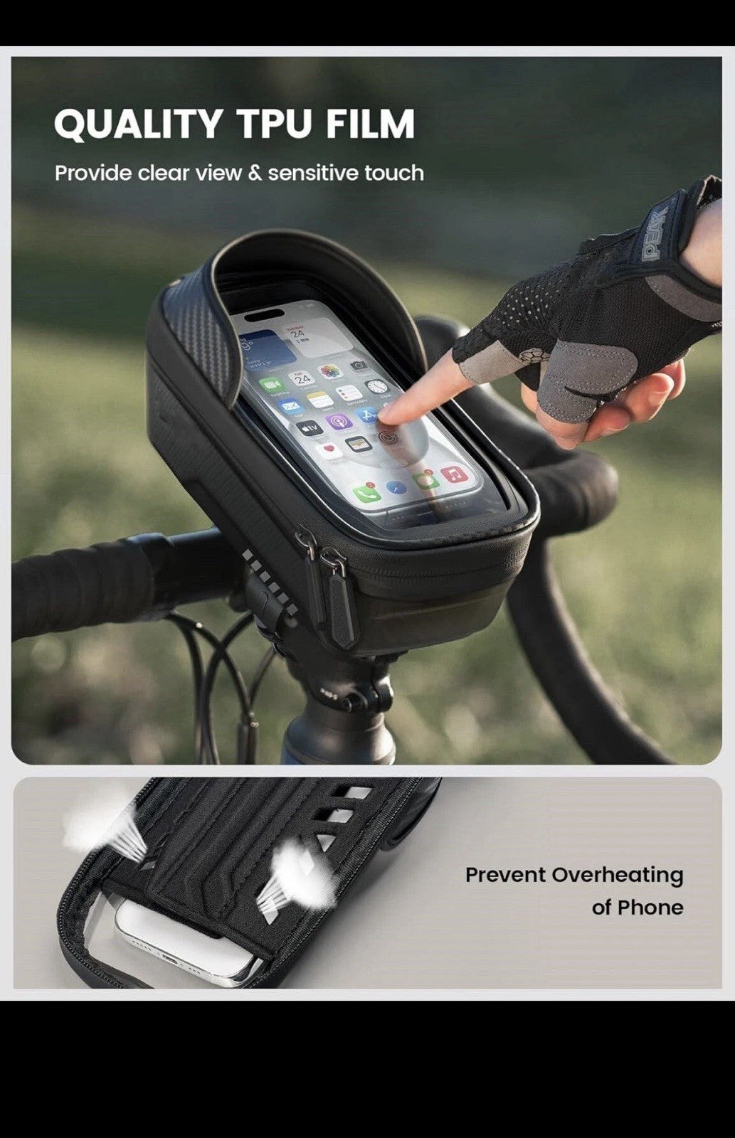 Waterproof Bike Frame Bag with Phone Mount Cycling Pouch 2-in-1