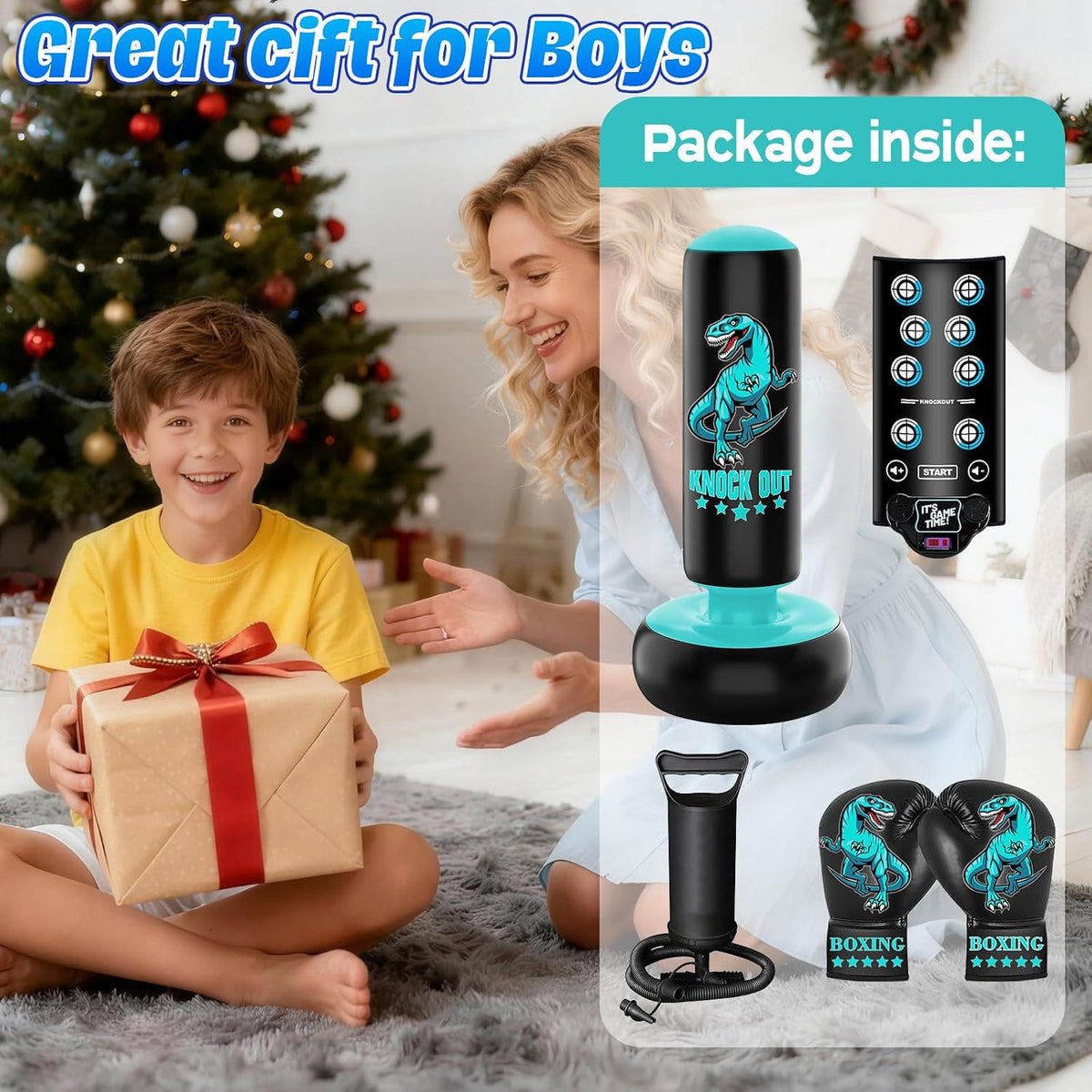 Kids Inflatable Punching Bag with Boxing Gloves - 66 Inch Boxing Toy