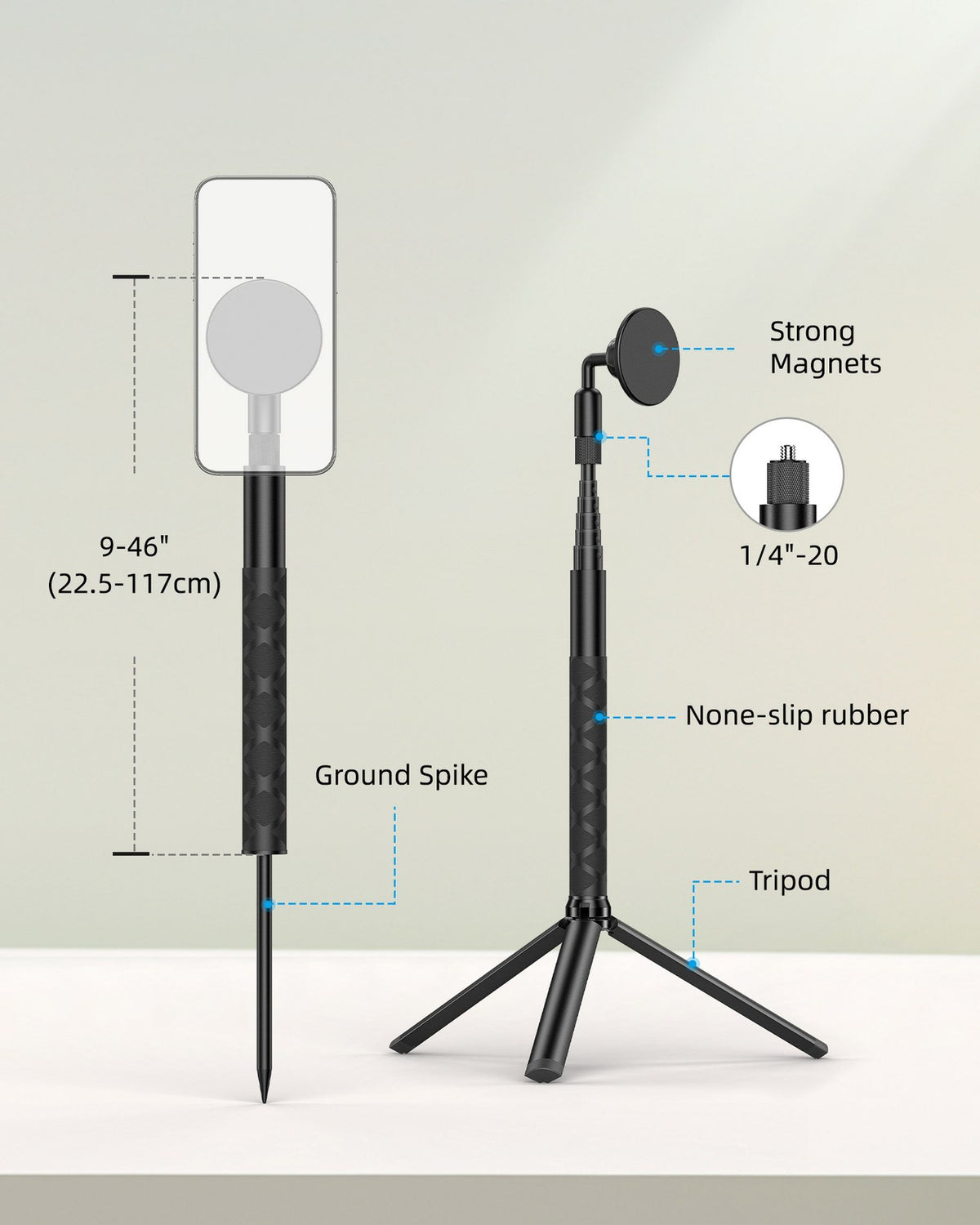 Golf Swing Training Aid Monopod Tripod Selfie Stick with Magnetic Phone Holder