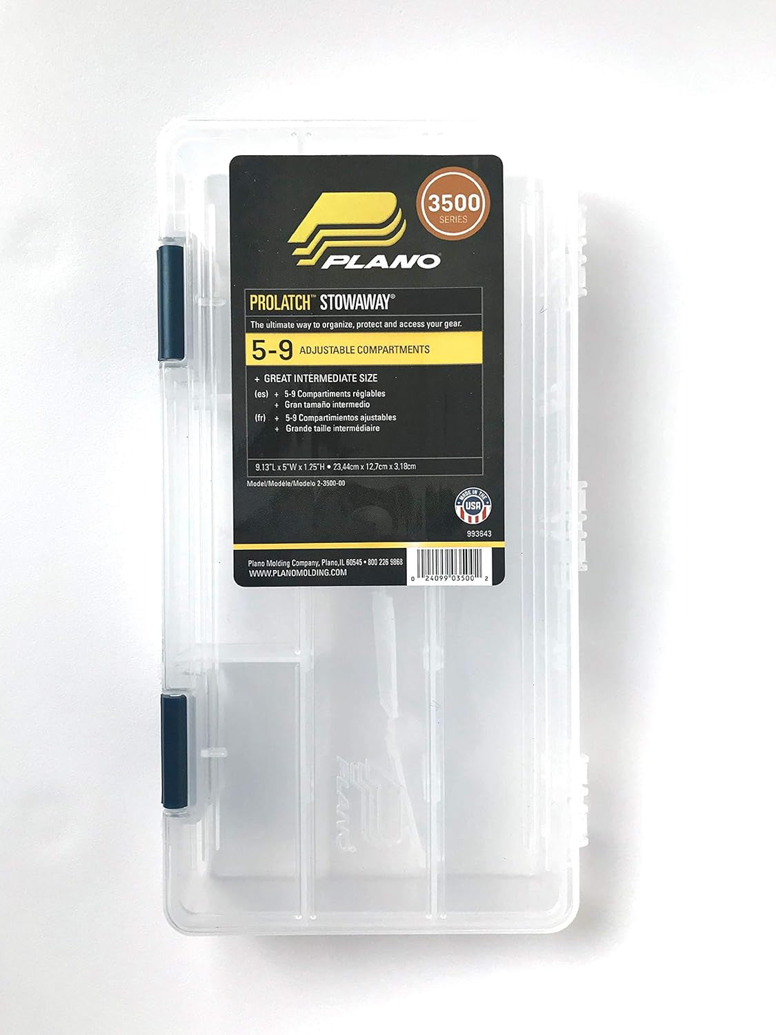 Plastic Tackle Boxes 4-Pack with Locking Latch, 9 Compartments, Blue