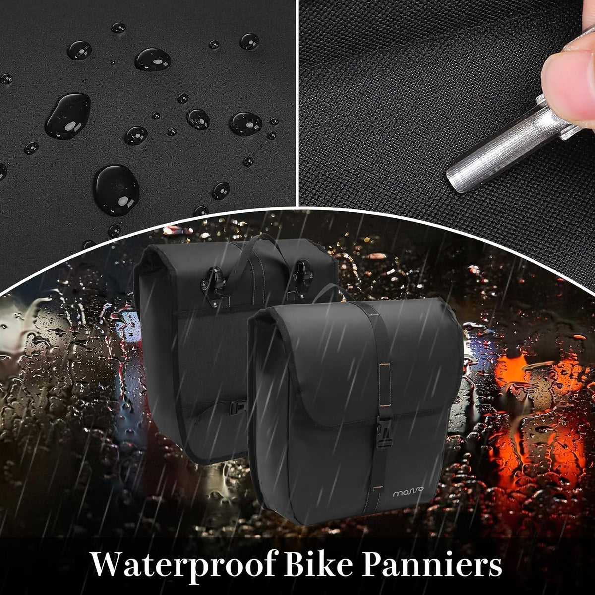 Waterproof 20L Bike Panniers 2-Pack Rear Rack Bags Cycling Storage