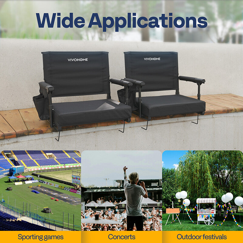 Portable Stadium Bleacher Seat with Cup Holders & Shoulder Strap - Comfortable & Foldable