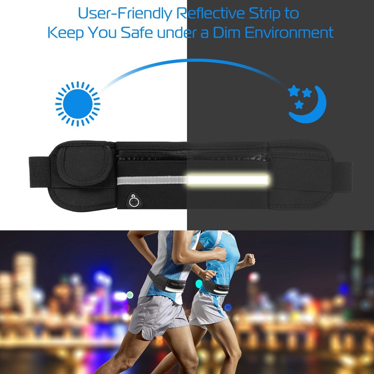 Waterproof Running Waist Bag with Adjustable Zip Belt for Sports & Jogging