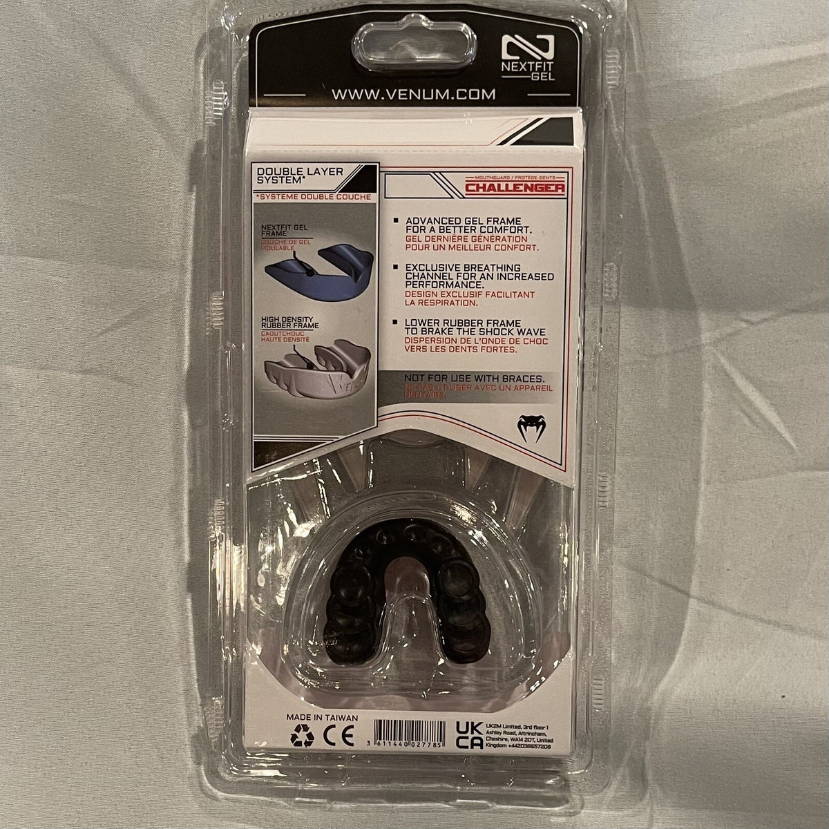 Senior Boxing Mouthguard with Case - Black & Red, Venum Challenger