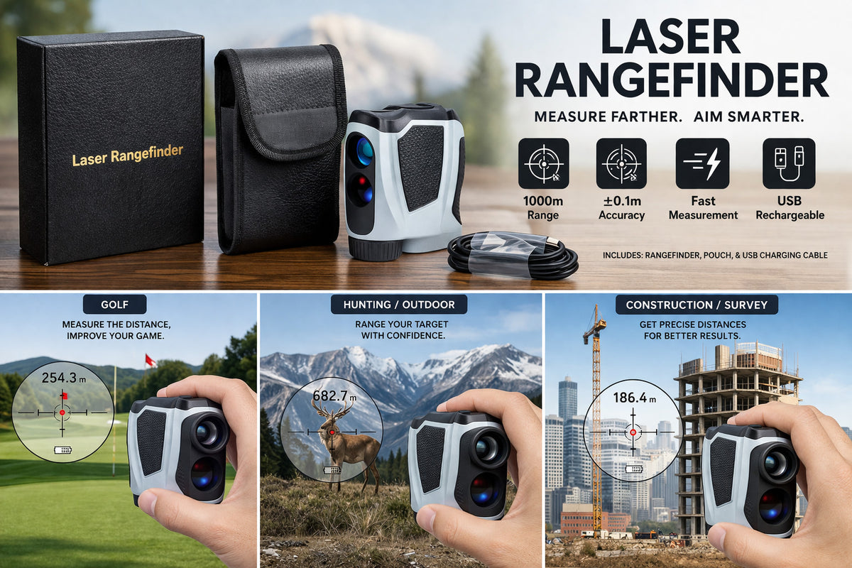 Laser Rangefinder 1000m USB Rechargeable with Case & Cable – Accurate Optics Device