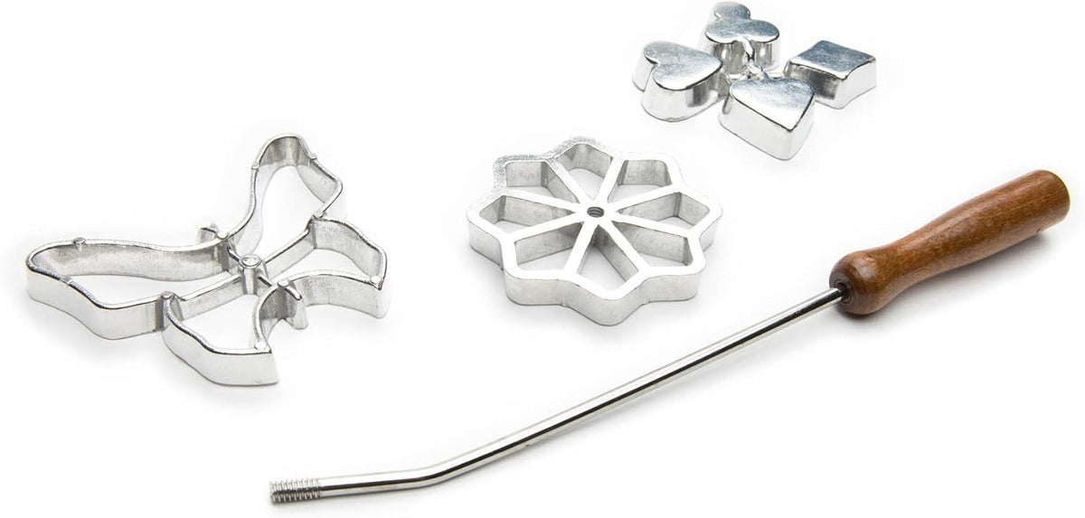 4-Piece Rosette Iron Set for Scandinavian Cookie Baking - Cake & Pastry Tools