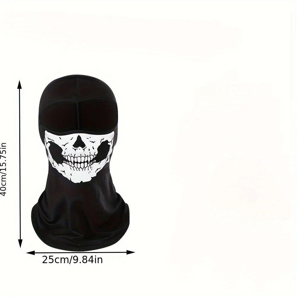 Ghost Skull Full Face Motorcycle Balaclava Mask for Halloween & Outdoor Activities