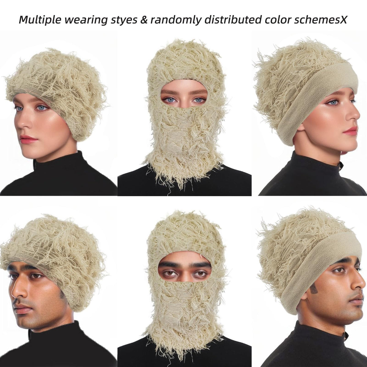Distressed Full Face Ski Mask Balaclava for Winter Sports and Cosplay