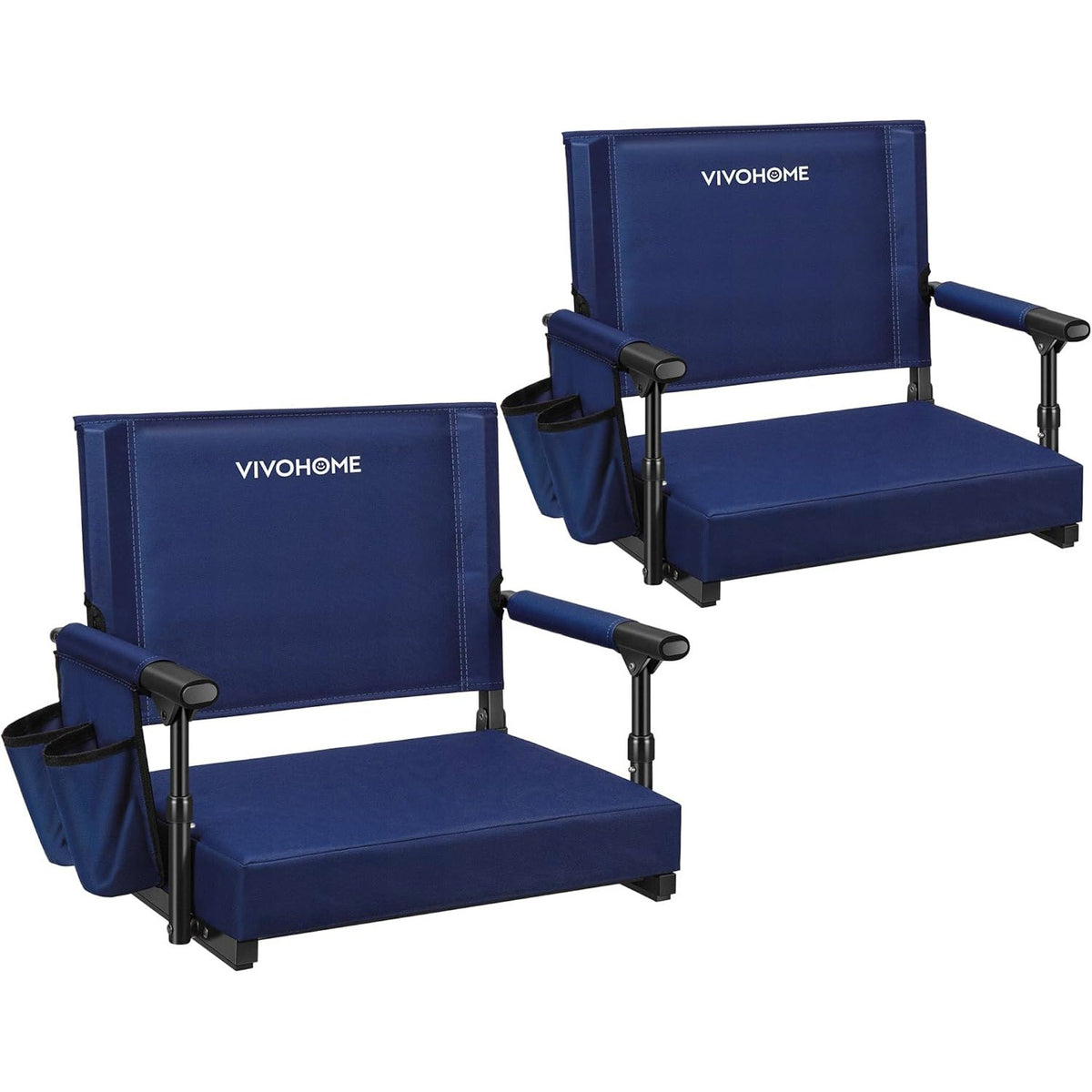 Portable Stadium Bleacher Seat with Armrests & Cushion, Shoulder Strap 2 Pack