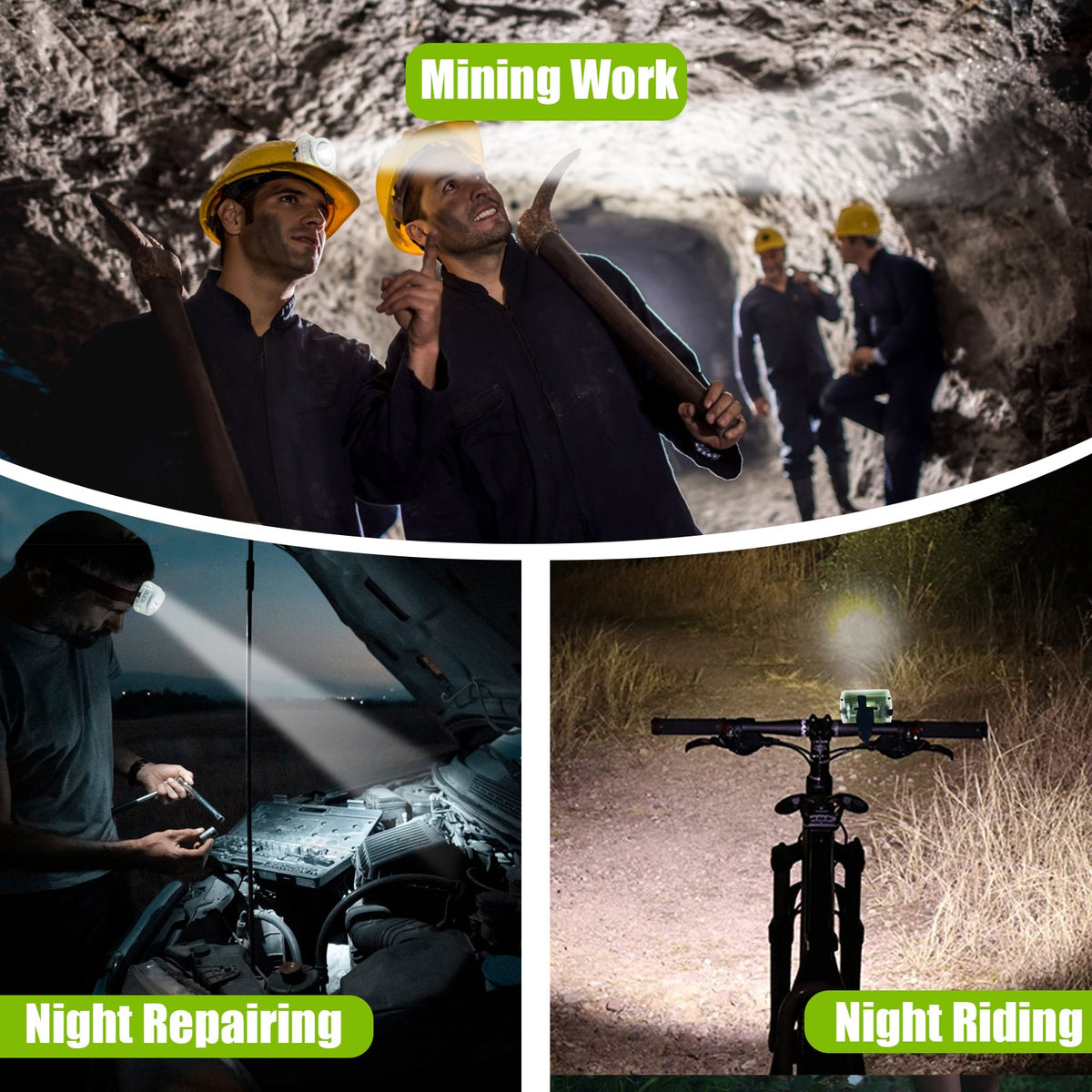 Rechargeable Waterproof LED Hard Hat Light with Charger IP68