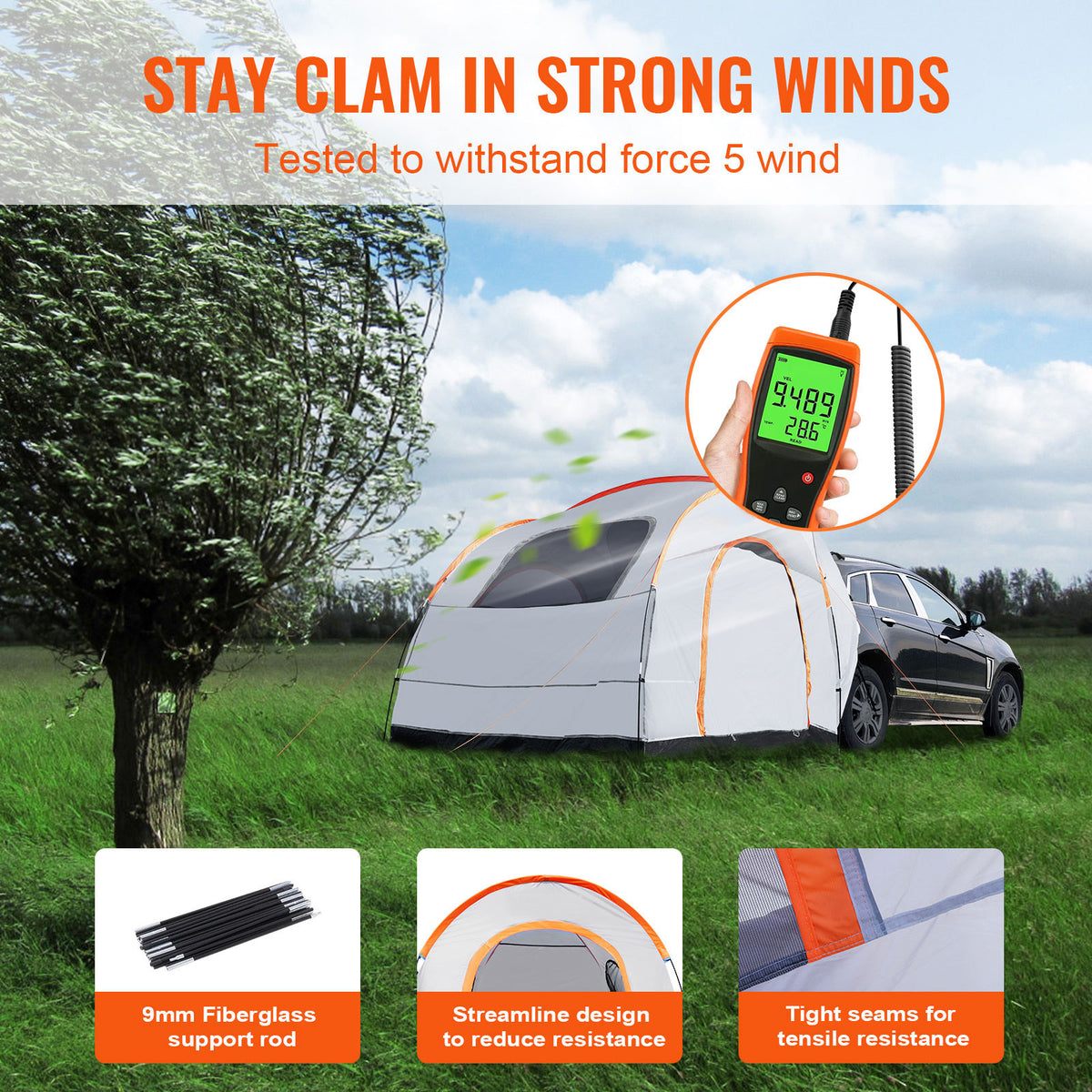 SUV Camping Tent Waterproof 8' x 8' for Jeep Wrangler Pick-up