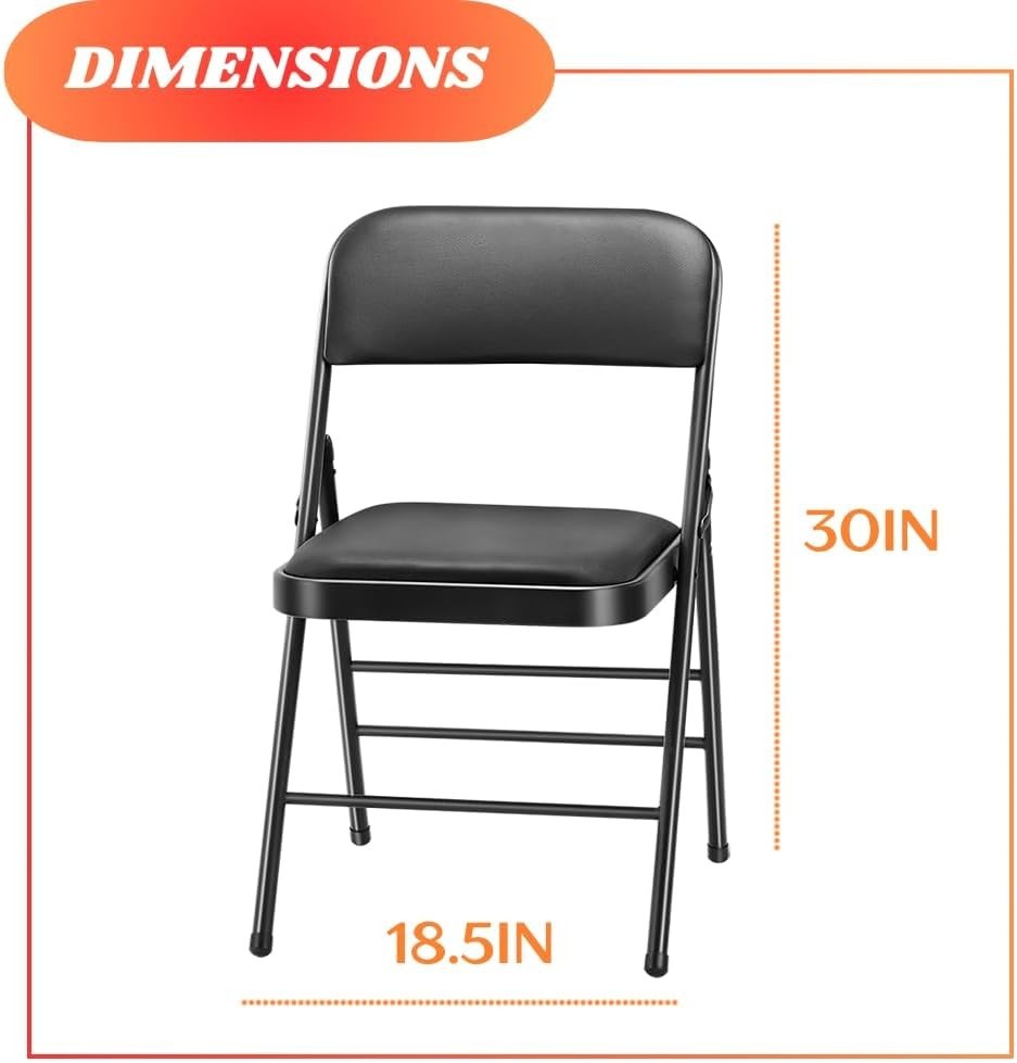 Padded Folding Chairs with Cushions - Metal Frame for Events & Parties