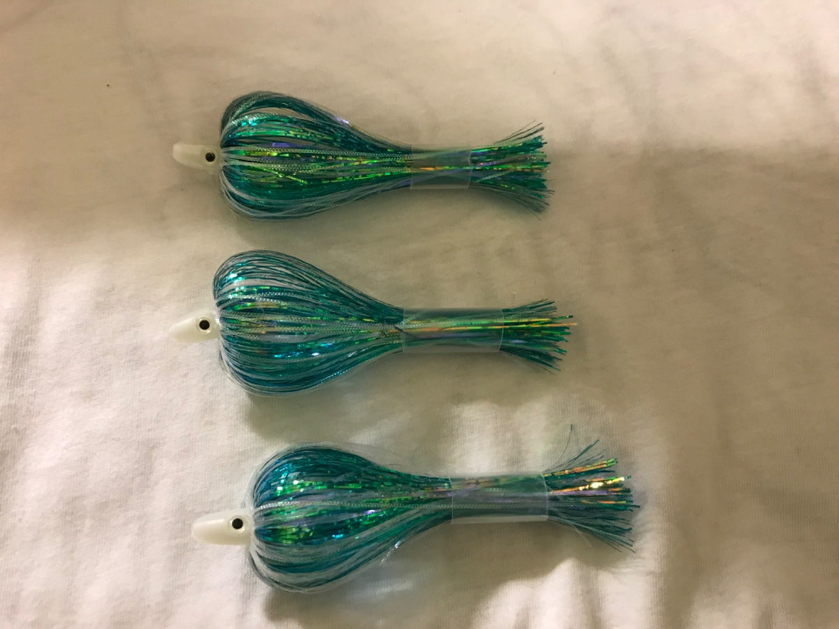 Salmon Trolling Flies Pack of 3 - 4 Inch Rigged Tourney Style for Salmon Fishing