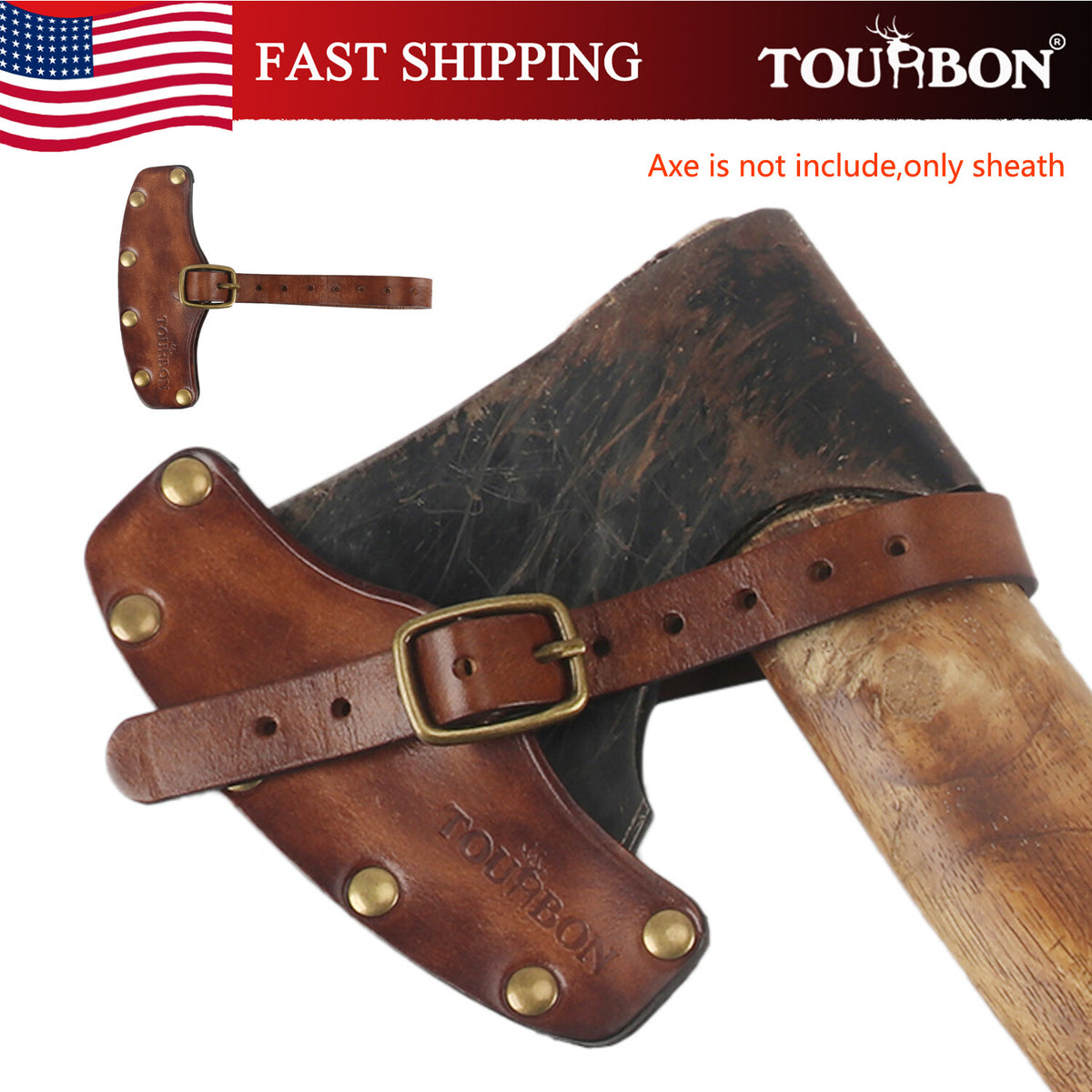 Leather Axe Sheath Cover for 4-Inch Hatchet Camping Gear