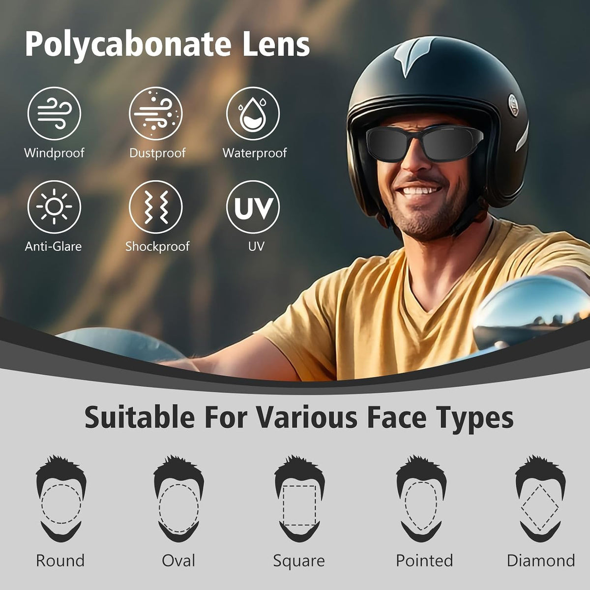 Motorcycle Goggles UV Protection Dustproof Windproof Lightweight HD Lenses