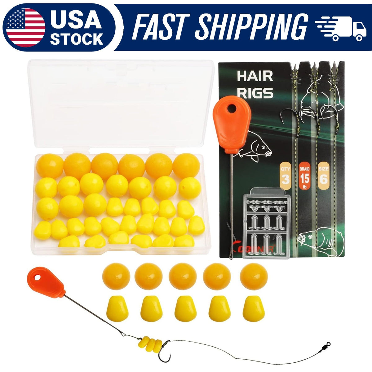 Carp Hair Rig Kit with Hooks, Bait & Accessories - All Sizes Included