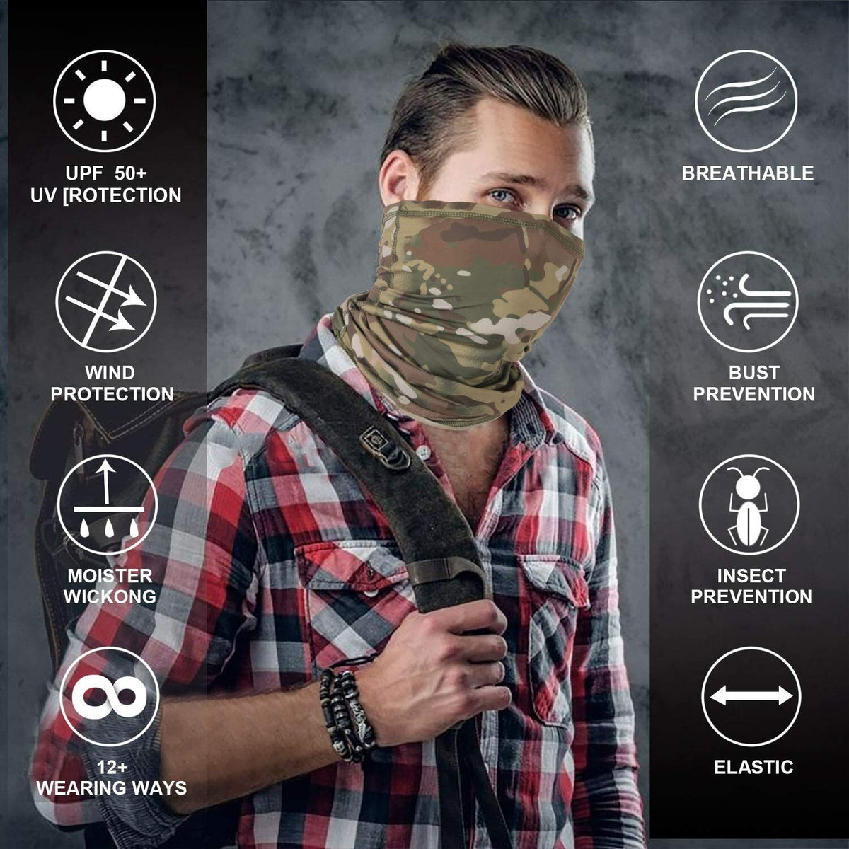 UV Face Mask Neck Gaiter Balaclava for Outdoor Sun & Dust Protection