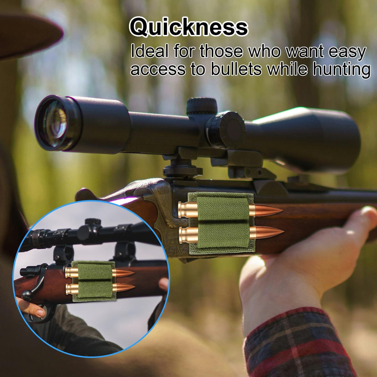 2PCS Rifle Bullet Shell Holder with Hook & Loop for Hunting & Shooting
