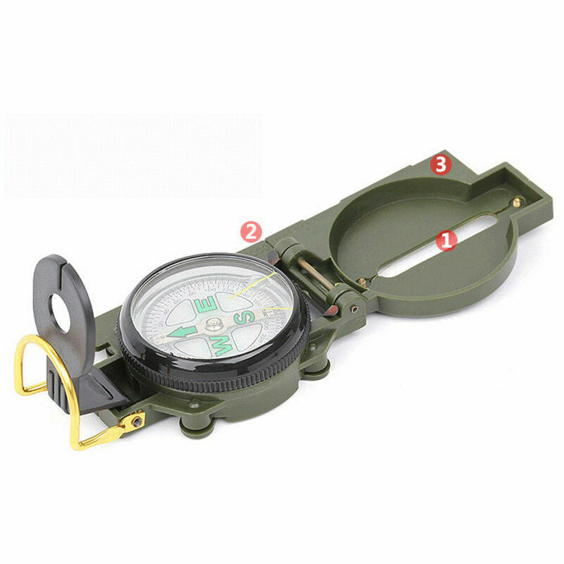 Military-Style Lensatic Compass for Hiking Camping Survival Navigation