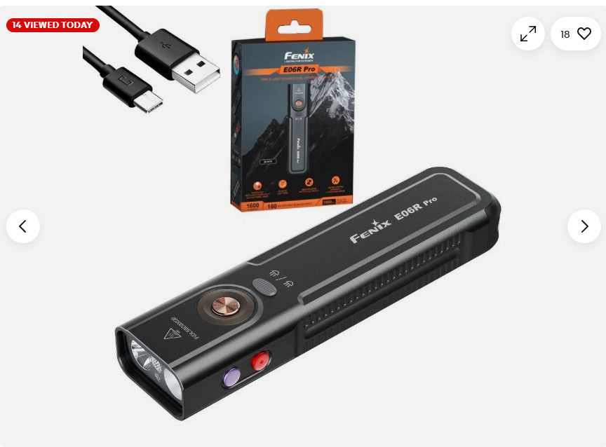 Rechargeable LED Flashlight 1600 Lumens with UV Red Pointer