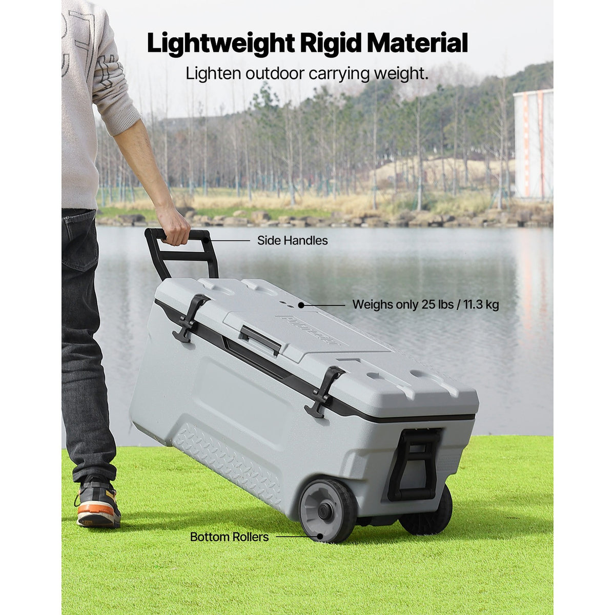 Portable Cooler 74 QT Insulated Wheeled Cooler for 120 Cans, Outdoor Use