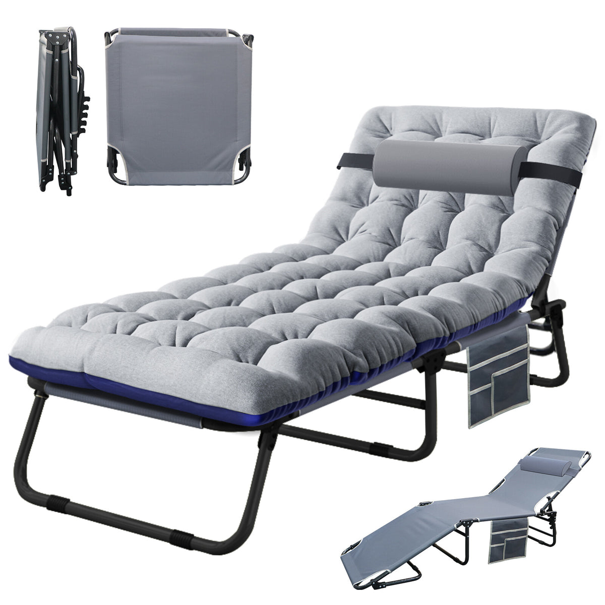 Heavy-Duty Camping Cot for Adults with Foldable Mattress and Adjustable Backrest