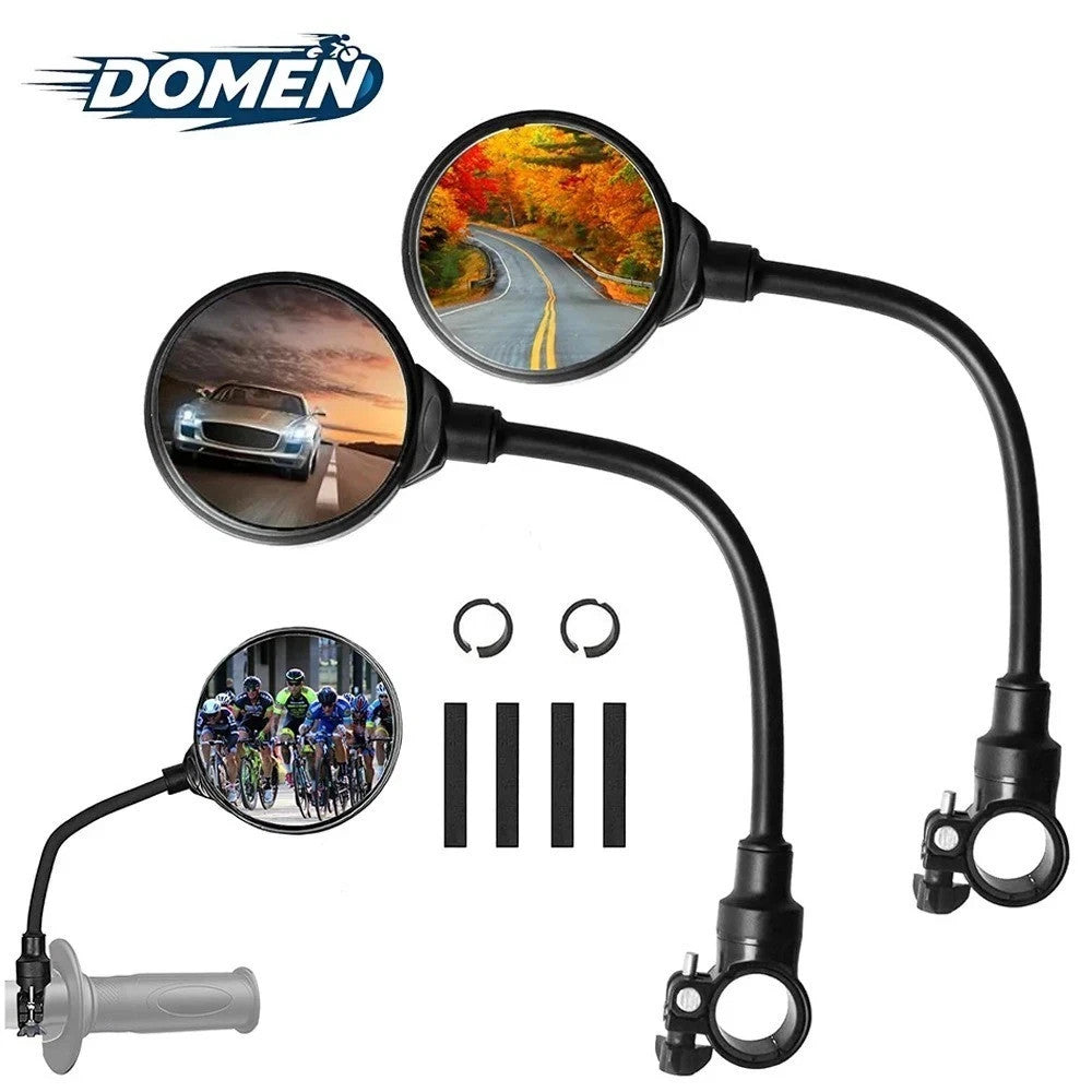 Bike Handlebar Mirror 2 Pack - Adjustable Rotatable Wide Angle Rear View