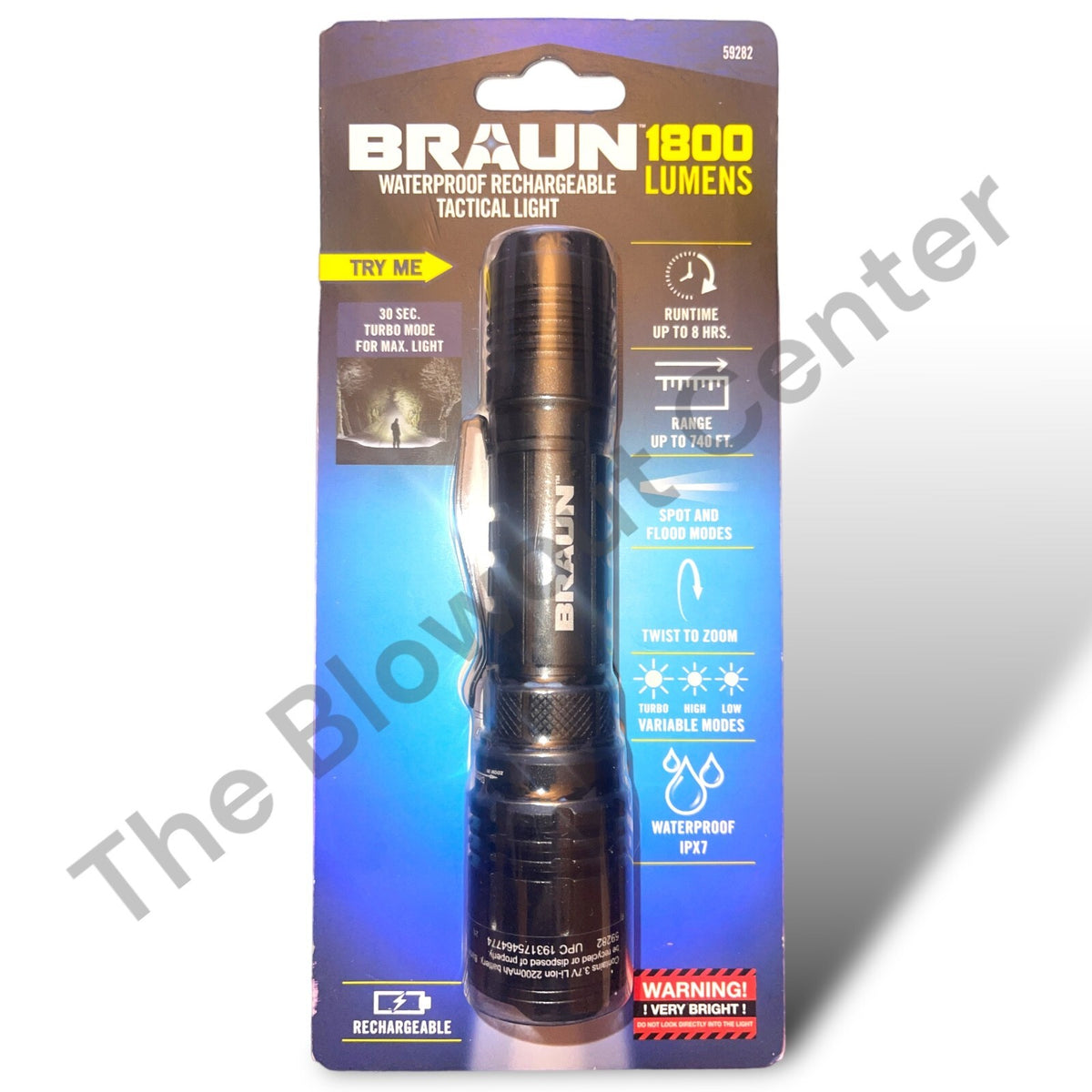 Waterproof Rechargeable Tactical Flashlight 1800 Lumens with Zoom & USB Charging