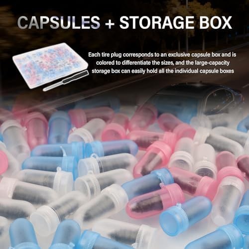 Car Tire Repair Kit with 100 Rubber Plugs & Screwdriver for Tubeless Tires