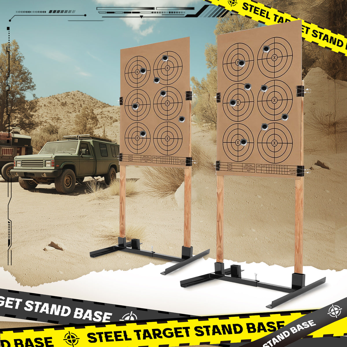 Adjustable Steel Target Stand Base for Paper Silhouette Shooting 2-Pack