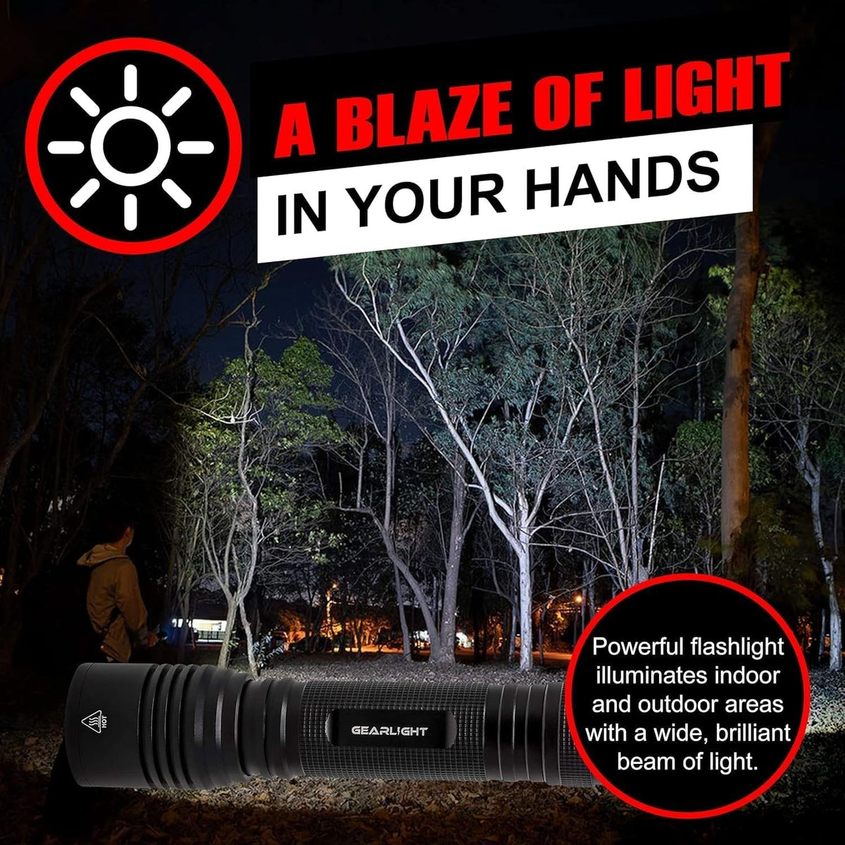Mid-Size Tactical LED Flashlight 1200 Lumens Waterproof & Zoomable